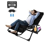 Suteck Zero Gravity Chair 29In XL Anti Gravity Chair w/Removable Cushion & Headrest, Upgraded Aluminum Alloy Lock, Cup Holder and Footrest Reclining Patio Chairs for Indoor Outdoor, 440lbs,Black
