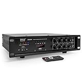 Pyle Bluetooth Home PA Mixing Amplifier - 500W Home Audio Rack Mount Stereo Power Amplifier Receiver w/FM Radio, Digital LED Display, USB/AUX/Mic, Optical/Coaxial, AC-3, 70V/100V Output - PMX3500PH