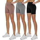 QGGQDD 3 Pack High Waisted Biker Shorts for Women – 5' Buttery Soft Black Workout Yoga Athletic Shorts
