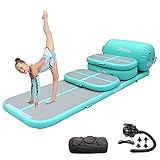 PPXIA Gymnastics Mat Inflatable Tumbling Mat 4 inches Thickness Air Floor Tumble Track Air Track Set with Pump for Training Cheerleading Home Use Beach