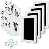 MengNi Baby Footprint Kit Hand Footprint Kit Dog Paw Print Kit Clean Touch Ink Pad Inkless Hand and Footprint Kit Handprint Kit Baby Registry Search with 4 Ink Pads and 8 Imprint Cards