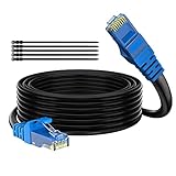 Adoreen Cat 6 Outdoor Ethernet Cable 50 ft, Gbps Heavy Duty Internet Cable (from 25-300 feet) Support POE Cat6 Cat 5e Cat 5 Network Cable RJ45 Patch Cord, UV Waterproof Direct Burial & Indoor+15 Ties