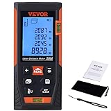 VEVOR Laser Measure, 165 Feet Laser Measurement Tool, Laser Distance Meter with 2 Bubble Levels, M/Ft//in Unit Switching, Backlit LCD Display, Measure Distance/Area/Volume, Pythagorean Mode