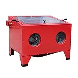 TUFFIOM Bench Top Sandblast Cabinet,25 Gallon Assembled Sand Blaster Cabinet,with Glass Viewing Window,for Removing Rust, Surface Finishing,Benchtop Sandblast Cabinet Machine(Red)