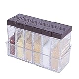 KaryHome Spice Shaker Jars, Seasoning Shaker Box Condiment Set , Seasoning Storage Containers,Brown