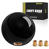 Somusen Black Round Ball Shift Knob Acrylic 5 6 Speed Gear Shifter Knob with 3 Adapters Universal Fit for Manual Car Automatic Vehicles M8x1.25 M10x1.25 M10x1.5 M12x1.25