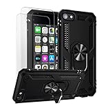 ULAK Compatible with iPod Touch 7 Case/iPod Touch 6 Case with 2 HD Screen Protectors, Hybrid Rugged Shockproof Cover with Built-in Kickstand for iPod Touch 7th/6th/5th Generation (Black)