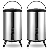 Tioncy 2 Pcs Stainless Steel Insulated Beverage Dispenser Insulated Thermal Hot and Cold Coffee Carafe Drink Dispenser with Spigot for Hot Water Tea Milk Juice (Silver,8 Liter)
