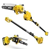 2-IN-1 Cordless Pole Saw & Mini Chainsaw, IMOUMLIVE Brushless Chainsaw, 6.9 LB Lightweight, 21V 3.0Ah Li-ion Battery, 6' Cutting with Oiling System, 15-Foot MAX Reach Pole Saw for Tree Trimming