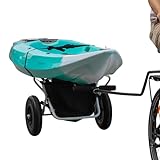 Flow Racks Bike Kayak Trailer, SUPs, Longboards with your Bicycle - Towable Kayak Cart Dolly inc Bike Hitch, Tie Straps, Handy Storage Compartment