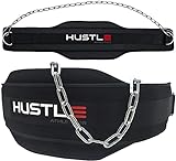 Hustle Athletics Dip Belt For Weightlifting - Weighted Pull Up and Squat Belt with Ergonomic Padding & Heavy Duty Steel Chain - Weight Dipping Belt For Pullups Dips & Squats For Men And Women