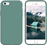 GUAGUA iPhone 6s Case iPhone 6 Case Liquid Silicone Soft Gel Rubber Slim Thin Light Microfiber Lining Cushion Texture Cover Shockproof Full Body Protection Phone Cases for iPhone 6/6S Pine Green