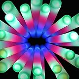 SHQDD 100 Pack Glow Sticks for Wedding, Bulk Giant Foam Glow Sticks with 3 Modes Colorful Flashing, Glow in the Dark Party Supplies for Wedding, Raves, Concert,Camping, Sporting Events, Pool Party
