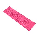 LBEC Silicone Keyboard, Excellent Resilience, Waterproof, Dustproof, Foldable, Silicone Keyboard, Washable, 108 Keys, Fully Sealed Design (Pink)
