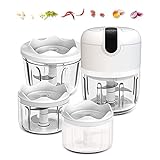 White 3 CUP Cordless Mini Food Chopper,Small Food Processor for Garlic,Nut,Meat(100+250+350ML)