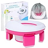 Beavtaens Portable Potty: Travel Potty with Leakproof Washable Liner 3 in 1 On The Go Potty Used as Standalone Potty & Potty Ring Car Potty with Handbag & 20 Disposable Liners (Pink)