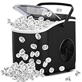 Joy Pebble Bullet Ice Maker Countertop with Handle,9 Bullet Ice Cubes Ready in 6 Mins,26Lbs/24H, Self-Cleaning Portable Ice Machine with Basket and Scoop, for Home/Kitchen/Camping/RV