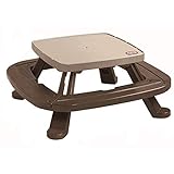 Little Tikes Fold 'n Store Picnic Table with Market Umbrella, Brown (632433M)