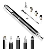 Penyeah Stylus Pen, 4 in 1 Disc Stylus Pens for Touch Screens, High Precision and Sensitivity Universal Capacitive Stylus, Stylist for Tablets,iPhone,iPad,Laptops with 4 Replacement Tips - Black