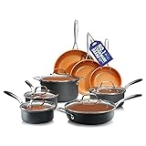 GOTHAM STEEL Pro Hard Anodized Pots and Pans 13 Piece Premium Cookware Set with Ultimate Nonstick Ceramic & Titanium Coating, Oven and Dishwasher Safe, Brown