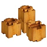 Mosxoed Adjustable Bed Risers Furniture Risers Lifts in Heights 3, 6 or 9 Inch Heavy Duty Wood Riser for Sofa, Table, Couch, Chair, Supports up to 6000 Lbs, Set of 4 Risers, Stackable, Brown