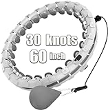 KJP Smart Weighted Fit Hoop Plus Size for Adults Weight Loss, 30 Knots Infinity Hoola Hoop, 2 in 1 Adjustable and Detachable Circular Workout Equipment for Women (White - Grey)