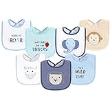 Hudson Baby Unisex Baby Cotton Terry Drooler Bibs with Fiber Filling, Wild One, One Size