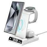 Wireless Charger for Samsung Galaxy S24 Ultra Charger with Clock, 3 in 1 Charging Station for Multiple Devices Samsung Galaxy S24/S23 Ultra/Fold 5/Galaxy Watch 6/5/Buds/Andorid