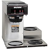 BUNN VP17-3, 12-Cup Low Profile Pourover Commercial Coffee Maker, 3 Lower Warmers, 13300.0003,Silver
