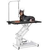 Fegherug Hydraulic Dog Grooming Table for Large Dogs, Heavy Duty Collapsible Professional Grooming Table with Adjustable Overhead Arm and Noose, 42.5''/ Black