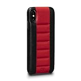 Sena Racer Z Leather Snap On Cell Phone Case for iPhone XS Max - Wireless Charging Compatible, Black/Red