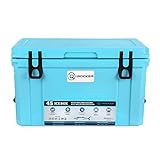 iROCKER 45L Roto-Molded Hard Cooler, Heavy Duty Ice Box Equipped with Quick Drain Water Release Valve, 26' x W 15' x H 16', Sky Blue