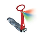 Geospace Original Winter Fun Ski Skooter Sled with Single LED Light: Fold-up Portable Snowboard Kick-Scooter Sled for Use on Snow (RED)