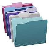 Pendaflex Two Tone Color File Folders, Letter Size, Assorted Colors (Teal, Violet, Gray, Navy and Burgundy), 1/3-Cut Tabs, 5 Color, 100/Box, (02315)