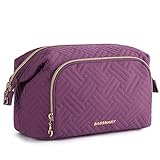 BAGSMART Travel Makeup Bag, Cosmetic Bag Make Up Organizer Case,Large Wide-open Pouch for Women Purse for Toiletries Accessories Brushes Purple