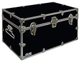 C&N Footlockers - Large Undergrad Storage Trunk - Made in the USA - Only STEEL Footlocker on Amazon - Durable Chest with Lid Stay - 32 x 18 x 16.5 Inches (Black)
