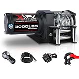 XPV AUTO 3000 lb 12V DC Electric Winch Waterproof Winch for UTV ATV Boat with Both Wireless Handheld Remote and Corded Control Recovery Winch Steel Cable