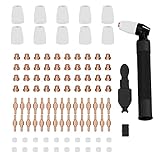 106PCS PT-31 plasma cutter Consumables Tips Nozzle Electrode,Shroud Ceramic Cup, Gas Ring with Air Plasma Cutting Torch Head Body, Welding Torch Roller Fit CUT-40 CUT-50D CT-312 LG40