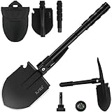 iunio Folding Survival Shovel, Camping Shovel w/Pick, Military Style Entrenching Tool, Multitool, Foldable Collapsible Spade, for Camping, Backpacking, Gardening, Snow, Trenching, Hiking,Car Emergency