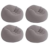 Intex Inflatable Contoured Corduroy Beanless Bag Lounge Chair, Gray (4 Pack)