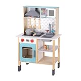 TOOKYLAND Wooden Kitchen Toy Toddler Kitchen Playset with Real Light & Sound, Kids Play Kitchen with Removable Sink, Microwave, Range Hood, Stove, Oven, Toy Kitchen Sets for Girls Boys Gift Age 3+