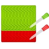 CHYIR Candy Silicone Molds & Ice Cube Trays,2 Pack Gummy Worm Molds 20 Cavities with Bonus Dropper (Red, Green)