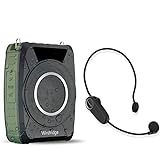 Bluetooth 5.0 Voice Amplifier with Wireless Mic Headset, Waterproof Personal Microphone Wireless Voice Amplifier, 20W Loudly Portable Megaphone PA System for Teachers, Safety Drills, Outdoors Indoors