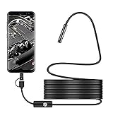 USB Snake Inspection Camera, 2.0 MP IP67 Waterproof USB C Borescope, Type-C Scope Camera with 6 Adjustable LED Lights for Android, PC