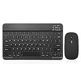Ultra-Slim Bluetooth Keyboard Portable Mini Wireless Keyboard Rechargeable for Apple iPad iPhone Samsung Tablet Phone Smartphone iOS Android Windows (10 inch Black)
