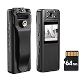 BOBLOV A22 64/32GB Body Worn Camera, 2200mAh Battery for 10 Hours Recording,180° Rotatable Lens, 1080P BodyCam with OLED Screen to Playback, Camcorder for Walking, Delivery, Daily Proof (64GB)
