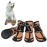 Dog Shoes for Large Dogs Winter Snow Dog Booties with Adjustable Straps Rugged Anti-Slip Sole Paw - Sports Running Hiking Pet Dog Boots Protectors Comfortable Fit for Medium Large Dog (XL, Orange)
