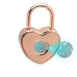 Tcyoatoa Heart Shaped Fingerprint Padlock, Small Smart Padlock for Gym Locker, Backpag, School, Mailbox, Travel Suitcase (Rose Gold)