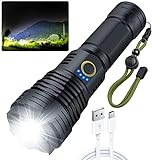 Amzyigou Flashlights High Lumens 100000, Super Bright Rechargeable Flashlight High Power, LED Tactical Flashlights Waterproof with Zoomable 5 Modes for Camping, Hunting and Emergencies