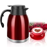 Stainless Steel Thermal Coffee Carafe Dispenser,Unbreakable Double Wall Vacuum Thermos Flask Large Capacity 56oz 1.6L Water Tea Pot Beverage Water Coffee Pitcher For Valentine's Day Party(Bright Red)